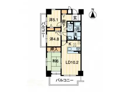 アルファステイツ木太II(3LDK/8階)の間取り写真