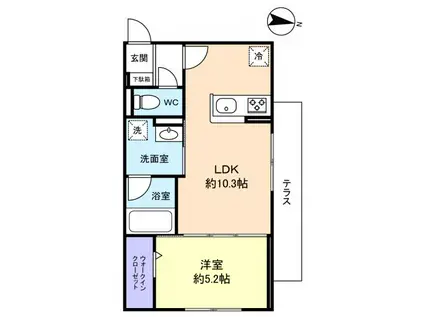 ラ・テールゆりのき台(1LDK/1階)の間取り写真