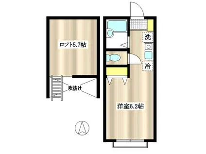 パールハイム参番館(ワンルーム/1階)の間取り写真