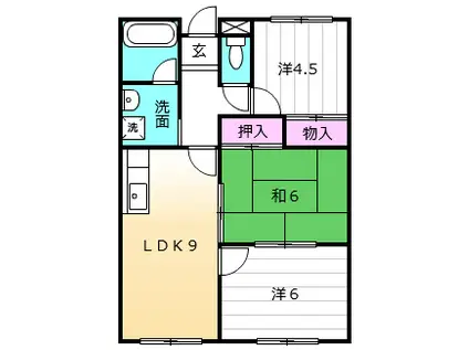 第二メゾンたけ宗(3LDK/4階)の間取り写真