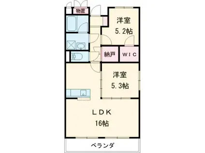 プログレスF(2LDK/2階)の間取り写真