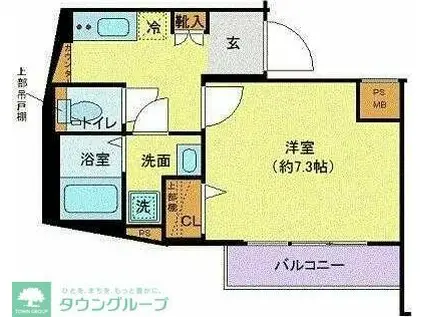 ディアレイシャス池尻大橋(1K/3階)の間取り写真