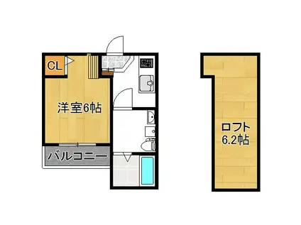 ヴァイスハイト平野(1K/1階)の間取り写真