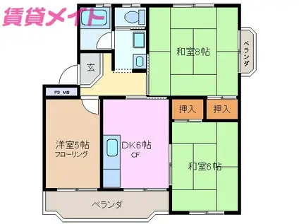 青山ハイツ(3DK/4階)の間取り写真