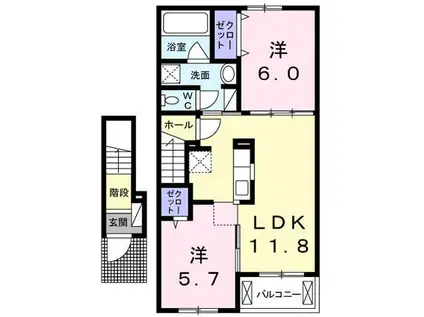アクティフ浦上(2LDK/2階)の間取り写真