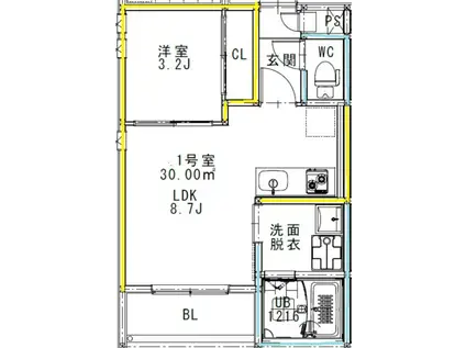REGALEST W 坪井(1LDK/1階)の間取り写真