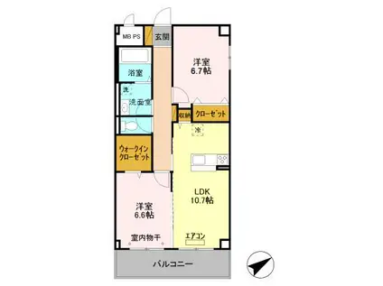 グランアコール(2LDK/3階)の間取り写真