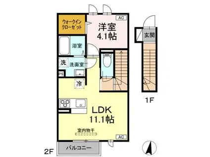 メゾン群来(1LDK/2階)の間取り写真