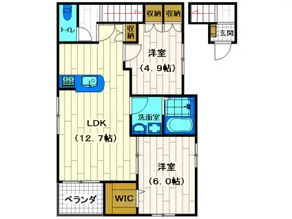 メゾンドアバンセル(2LDK/2階)の間取り写真