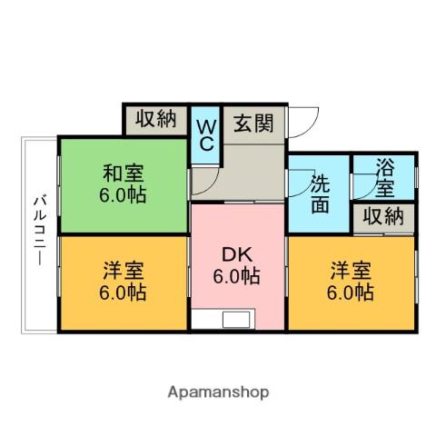 サンライト東刈谷(3DK/3階)の間取り写真