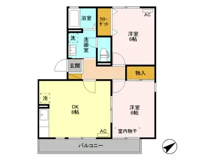 セピアコート 栄町(2DK/1階)の間取り写真