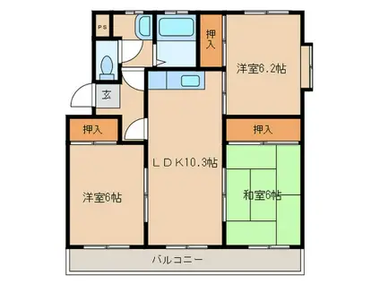 アーバン山の上(3LDK/2階)の間取り写真