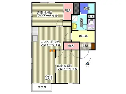 グランペルジョージ(2LDK/2階)の間取り写真