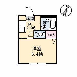クレセント串山(1K/2階)の間取り写真