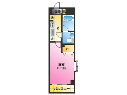 エリーテ元住吉(1K/3階)の間取り写真