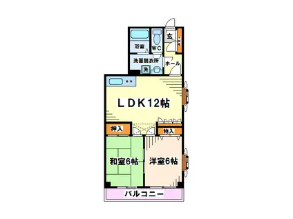 グランデエル 当社管理物件(2LDK/1階)の間取り写真