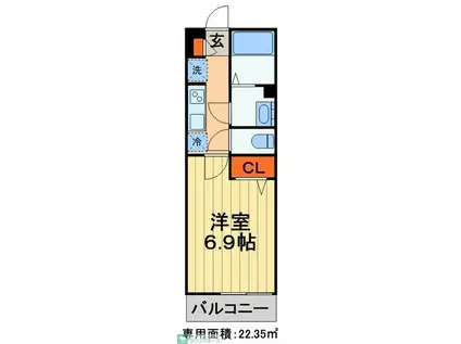 リブリ・東千葉(1K/3階)の間取り写真