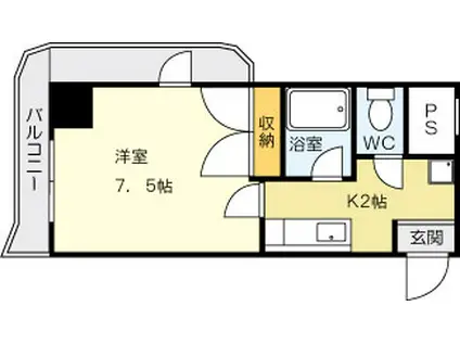 ニューサンリバー 6番館(1K/2階)の間取り写真