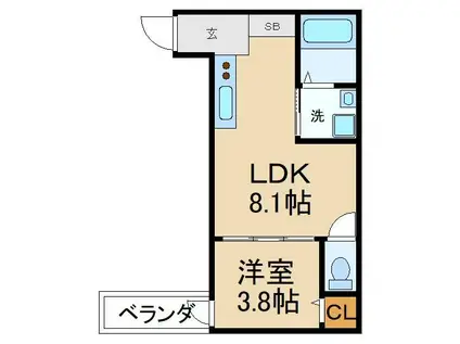 マノリア(1LDK/2階)の間取り写真
