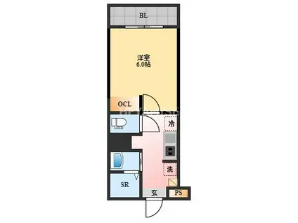 デ・クメール寺町通(1K/6階)の間取り写真