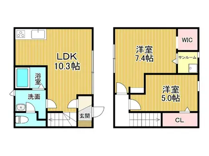 カサーレ蓮町II(2LK/1階)の間取り写真