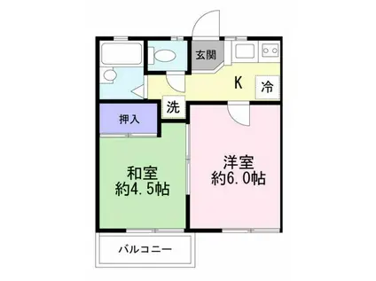 クレストヒルズ船橋(2K/2階)の間取り写真