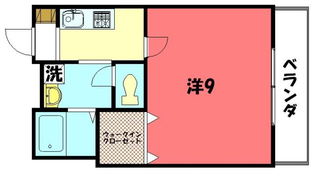 アムール一乗寺(1K/2階)の間取り写真