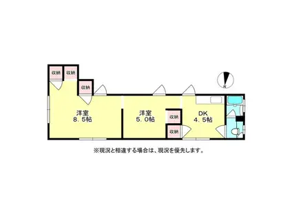 梶原荘D棟(2DK/2階)の間取り写真