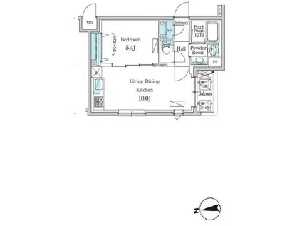 デュオフラッツ千歳船橋(1LDK/2階)の間取り写真