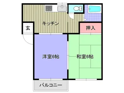 コスモハイツ(2DK/2階)の間取り写真