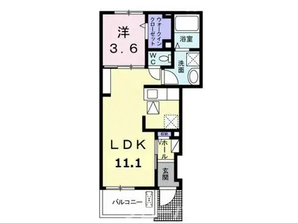 ルーベル柞原(1LDK/1階)の間取り写真
