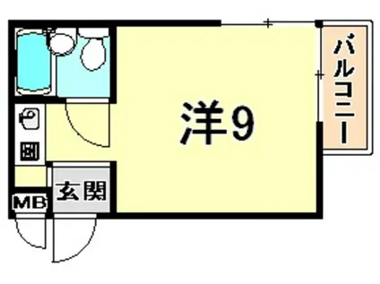 メモリーハイム(ワンルーム/1階)の間取り写真