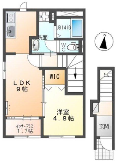 マ・グランX(1LDK/2階)の間取り写真