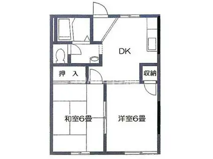 ハイツサンライズ(2DK/1階)の間取り写真