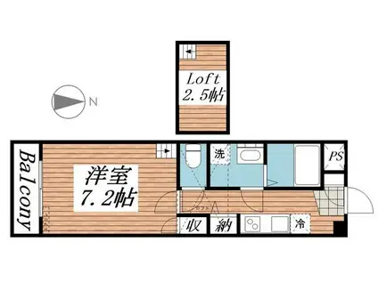 一聖ビル(1K/2階)の間取り写真