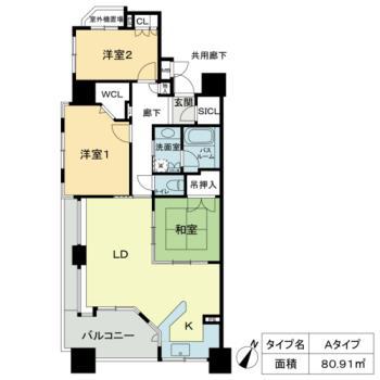 ベレーサ星ヶ丘(3LDK/14階)の間取り写真