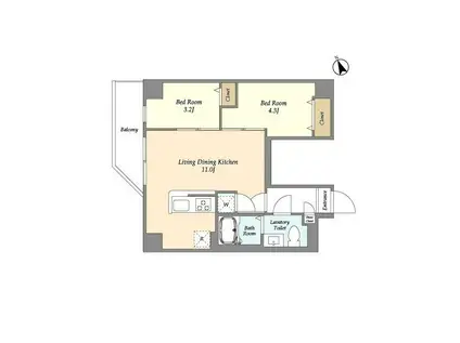 アルファコート青井(2LDK/2階)の間取り写真