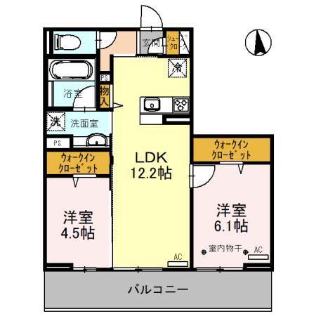 コンフォートヒル(2LDK/2階)の間取り写真
