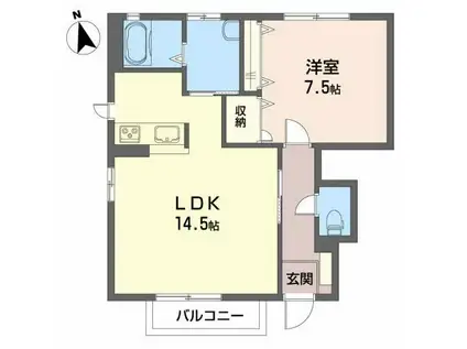 シャーメゾンA(1LDK/1階)の間取り写真
