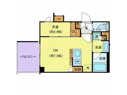 シーフォルム東新宿Ⅱ(1DK/4階)の間取り写真