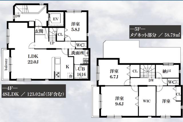 シャッツクヴェレ 4F・5F(4SLDK/4階)の間取り写真