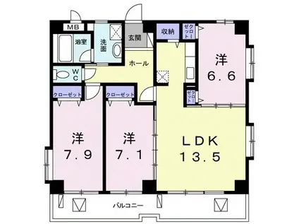 ディアファミリア(3LDK/3階)の間取り写真
