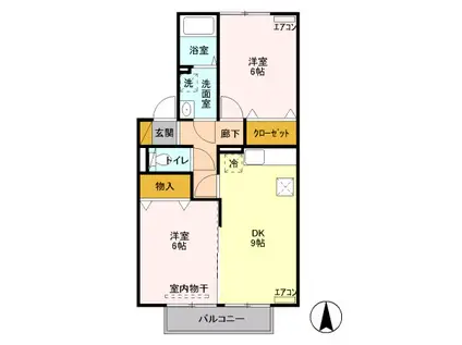 藤ノ木ハウス(2DK/1階)の間取り写真