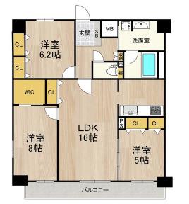 セノアタワー新大阪(3LDK/14階)の間取り写真
