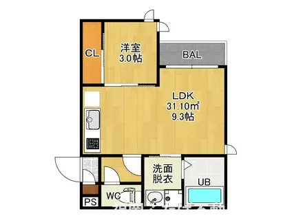 GRANDTIC桜並木(1LDK/1階)の間取り写真