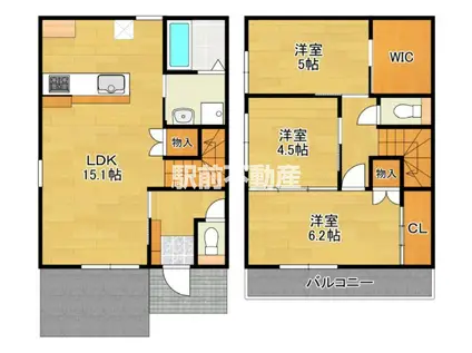 キルシュ A棟(3LDK/1階)の間取り写真