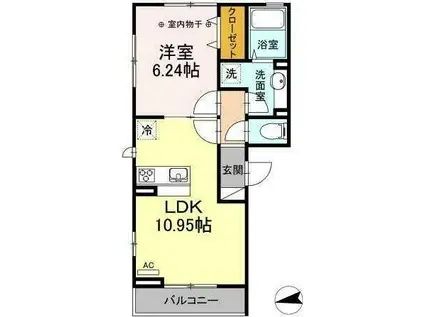 TWINREVEHIGASHISUNAI(1LDK/3階)の間取り写真