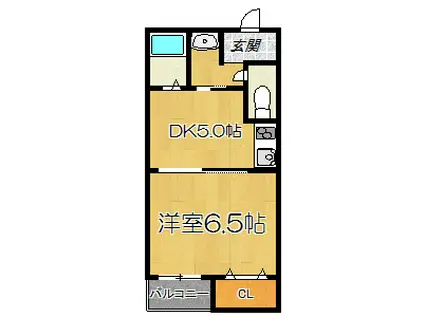 ハイツシード(1DK/3階)の間取り写真