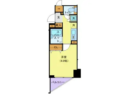 西武池袋線 桜台駅 徒歩6分 敷無 BT別 4月上旬入居可 (1K/2階)の間取り写真