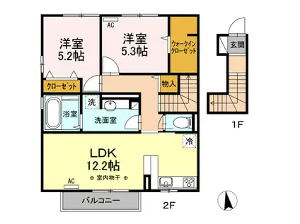ラフィーネII(2LDK/2階)の間取り写真